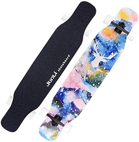 Sports Equipment Four-Wheeled Balance Scooter, Male and Female Adult Road Skateboard Brush Street Dance Longboard, Maple Skateboard Suitable for Beginners, Teenagers, Adults ZDDAB
