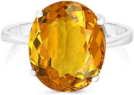 Verona Jewlers Sterling Silver Genuine Gemstone Solitaire Oval Ring for Women- Gemstone Rings Available in and Sizes