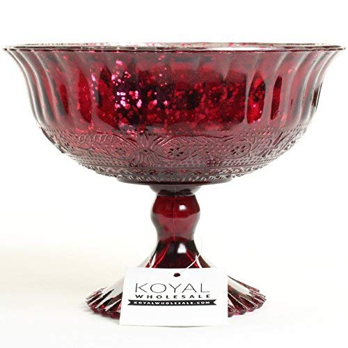 Koyal Wholesale Compote Bowl Centerpiece Mercury Glass Antique Pedestal