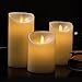 TJFEC Moving Wick LED Flameless Candles, Warmer Romantic Battery Powered,[Real Wax] Beautiful and Elegant Electric Candles - Set of 3, Ivory