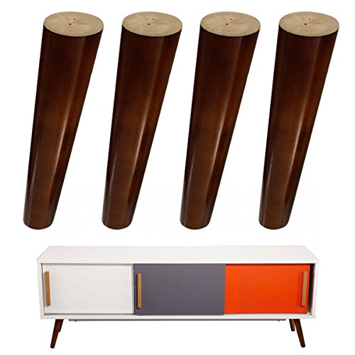 Wood Sofa Legs 8 inch Pack of 4 Walnut Finished Furniture Feet Replacement Legs Universal for Coffee Table IKEA Buffets Bed Sideboards Cupboard Dresser