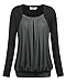 DJT Women's Boat Neck Pleated Front Faux Twinset Blouse T-Shirt Top X-Large Grey