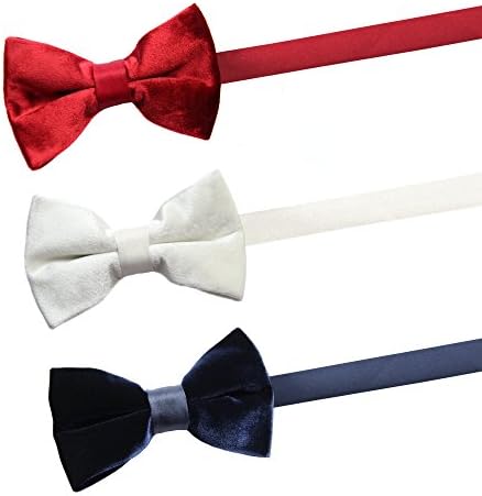 Velvet Pre-tied Bow Tie 3-pack (Medium, Red White Dark Blue)