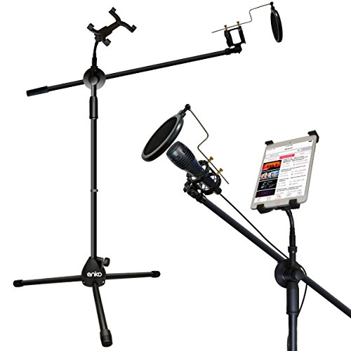 Mic Stand, ANKO Fashion Easy-Adjust Tablet Mount with Flexible 360 Degree Rotating and Mic Mount with 24.78" long Arm, Suitable for All 7-14 Inch Tablets. (BLACK-1 PACK)