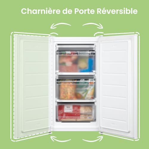 ' 60L, Mini Congelateur, Congelateur Tiroir, Monoporte, Blanc