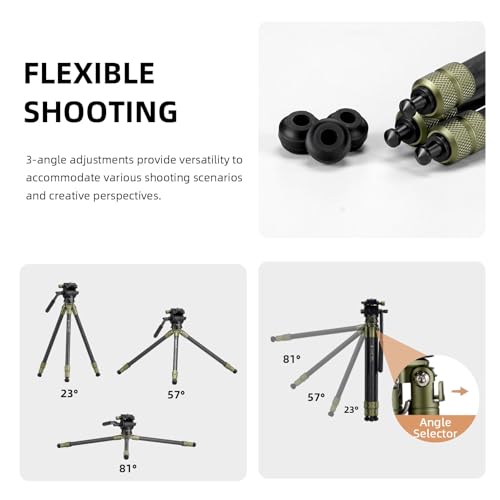 Cayer CH10L Carbon Fiber Tripod with Mini Fluid Head S1, 28" Compact Desktop Tripod for Mirrorless Cameras Camcorder Mobile Phone Webcam