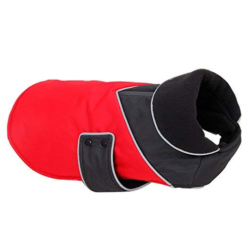 AllPetSolutions Waterproof Dog Vest - High Vis Vests for Pets - Outdoor Rain Coat For Puppies & Adult Dogs - Adjustable Fit With Zip Neck For Lead - Machine-Washable Fleece & Polyester - 35 cm, Red