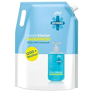 Godrej Protekt Germ Fighter Handwash Refill Pack | Aqua | Germ Protection & Soft on Hands – 1.5 L