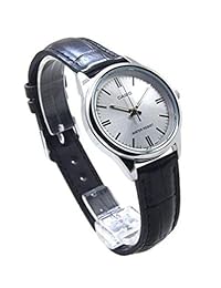 Casio Reloj de ltp-v005l-7 a Plata Dial Piel Auténtica de banda para mujer