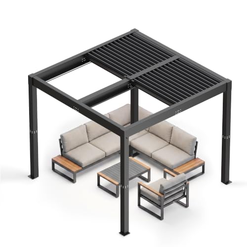 Patiowell 10x10 FT Motorized Louvered Pergola with Adjustable Roof, Gray image 11