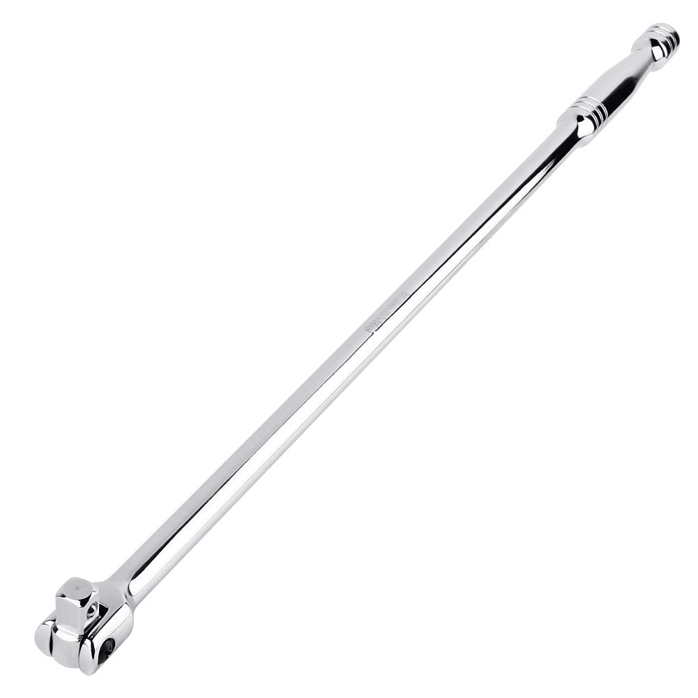 MAXPOWER 1/2" Breaker Bar, 1/2-Inch Sq Drive 600mm Breaker Bar Flex Handle, 600mm/24-Inch, Silver