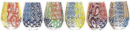 Tracy Porter 12 Oz. Tracy Porter Boho Chic Colored Party Stemless Wine Goblets Glasses Drinkware, Set of 6