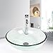 Tempered Glass Vessel Bathroom Vanity Sink Round Bowl, Chorme Faucet & Pop-up Drain Combo, Clear Color
