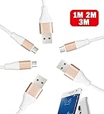 Micro USB Cable, OTISA 3-Pack High Speed Heavy Duty Charging & Sync USB Charger for android, Samsung, HTC, Motorola, Google and More [Gold]