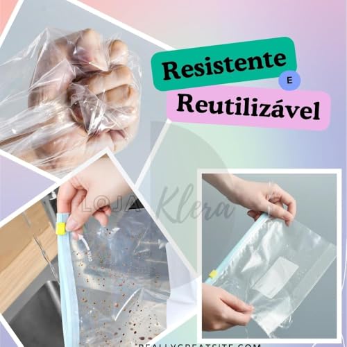 Saco Hermético 20 Unidades Tamanho 20cm x 10cm - Saco Para Congelar Premium, Armazenar e Organizar Alimentos no Freezer e Geladeira com Zip Duplo Reforçado, Reutilizável e Livre de BPA | Livre de BPA, Reutilizável, Vedação Hermética, Anti Vazamento, Zip Reforçado