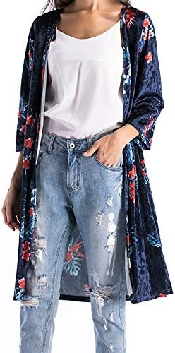 Morecome Coats,Womens Ladies Printing Seven Quarter Sleeve Cardigan Warm Long Coat