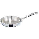 WINCO Mini Fry Pan, Silver, 4" | Tri-ply bottom, Aluminum core, Riveted handle, Induction ready, Great for Sauteing, Searing, Frying and Restaurant Kitchens