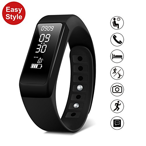 HEIHEI Fitness Tracker Smart Watch, Activity Tracker I5Plus Waterproof Detachable Strap Smart Wristband, Step Calories Counters, Sleep Monitor, Call/SMS Reminder Fit Watch For Women Men Kids(Blak)