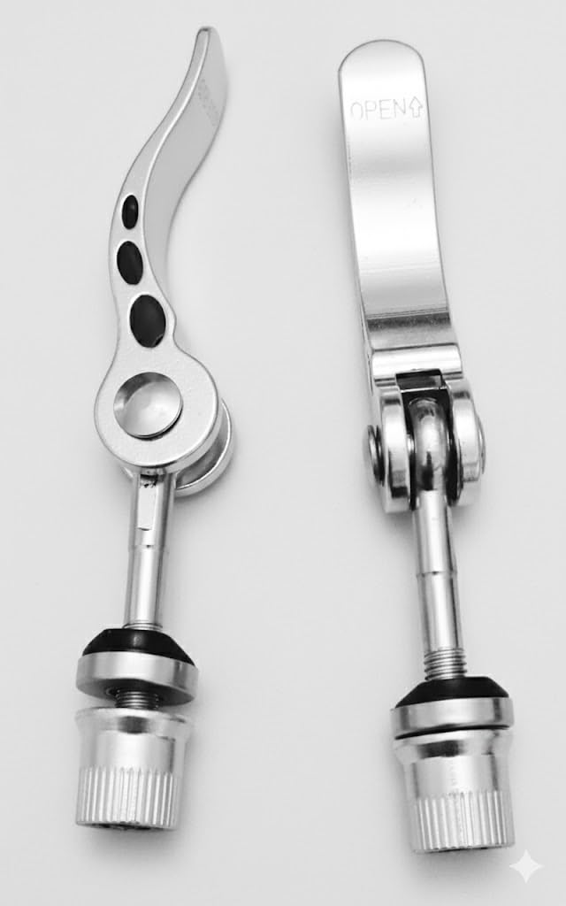 Set of 2 Bicycle Quick-Release Seat Clamps, 6 x 50 mm, Silver