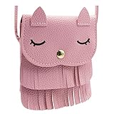Cute Cat Tassel Shoulder Bag Small Coin Purse Messenger Bag Crossbody Mini Satchel for Kids Girls (5.15.9in) or(4.3X5.1in)