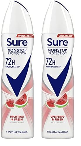 Sure Uplifting & Fresh MotionSense technology deodorant spray Anti-perspirant Deodorant Aerosol 72h protection against sweat and odour (Pack of 2)