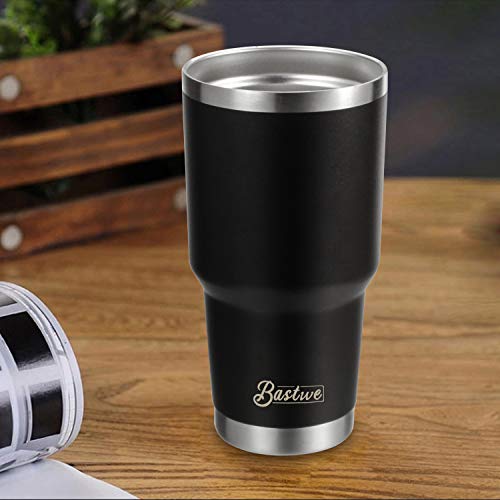 2 Pack 30oz Vacuum Insulated Tumblers, Bastwe Double Wall Stainless Steel Travel Mug with Lid and Straw for Home, Office, School, Works Great for Ice Drink, Hot Beverage (Black)