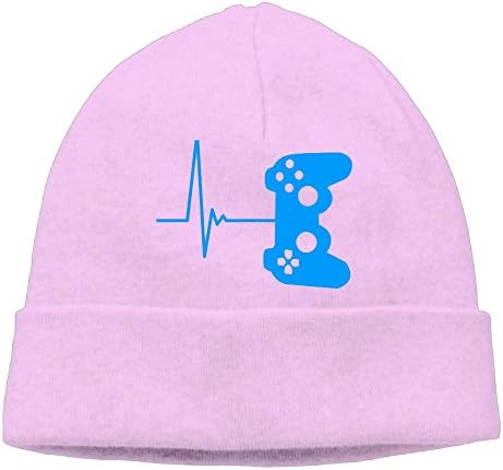 Yuanzhoud Heartbeat Of A Gamer Knitted Hat For Unisex Pink One Size