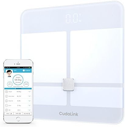 Premium, Large Capacity (180 Kg/400lbs) Digital Weight &amp; Body Fat Scale | 8 Health Measurement: Precise BMI, Body Mass, Bone Mass | Scale with iOS &amp; Android Apps &amp; Large LED display by CudaLink