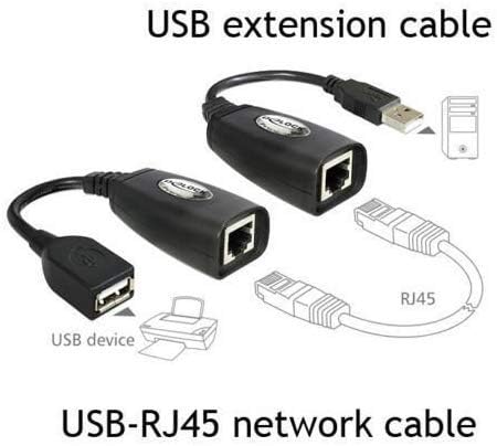 Oraima USB Male to RJ45 + USB Female USB Over Cat5/5e/6 Extension RJ45 - Up to 150ft Length