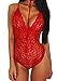 Sexy Lingerie Lace Floral Sheer Underwear Choker Bodysuit Babydoll Nightwear
