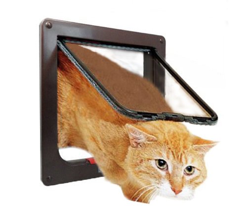 Namsan 4 Way Cat Small Dog Glass Door Pet Screen Door Protector Brown