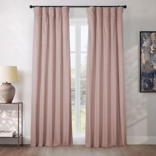 HPD Half Price Drapes Heritage Plush Velvet Curtains 108 Inches Long Room Darkening Curtains for Bedroom & Living Room 50W x 108L, (1 Panel), Light Pink