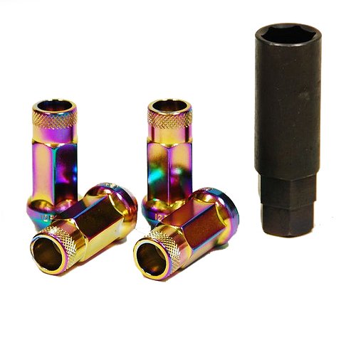 Muteki 32906N SR Series Neon Chrome 12mm x 1.5mm SR48 Open End Lug Nut Set, (Set of 20)