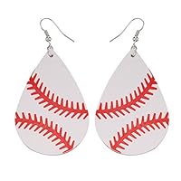 toataLOpen Earrings for Women, Drop Dangle Earrings, Basketball Baseball Volleyball Faux Leather Pendant Lady Hook Earrings 8#