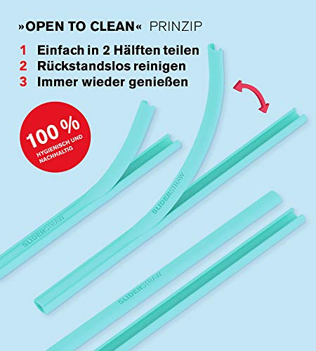 SLIDERSTRAW - Silico lang - NEU Patentiert: Reinigung ohne Bürste! wiederverwendbare Strohhalme/Trinkhalme: Ideal für… – Bild 4