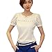 Finejo Women Girl's Elegant V Neck Chiffon Shirt Hollow Short Sleeve Casual Blouse