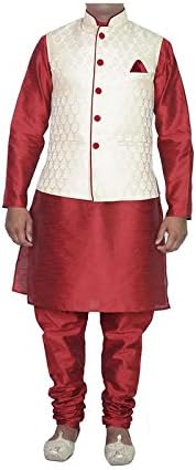 Himansh Fashion Men's Silk Kurta Churidar with Waistcoat