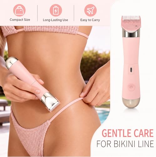Dermave Bikini Shaver & Trimmer for Women, 2-in-1 Electric Razors & Shaver-Pink