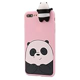 For IPhone 8 Plus Case,HP95(TM) Cute 3D Cartoon Bare Bears Soft Silicone Case Cover Skin For IPhone 8 Plus 5.5 Inch (Pink)