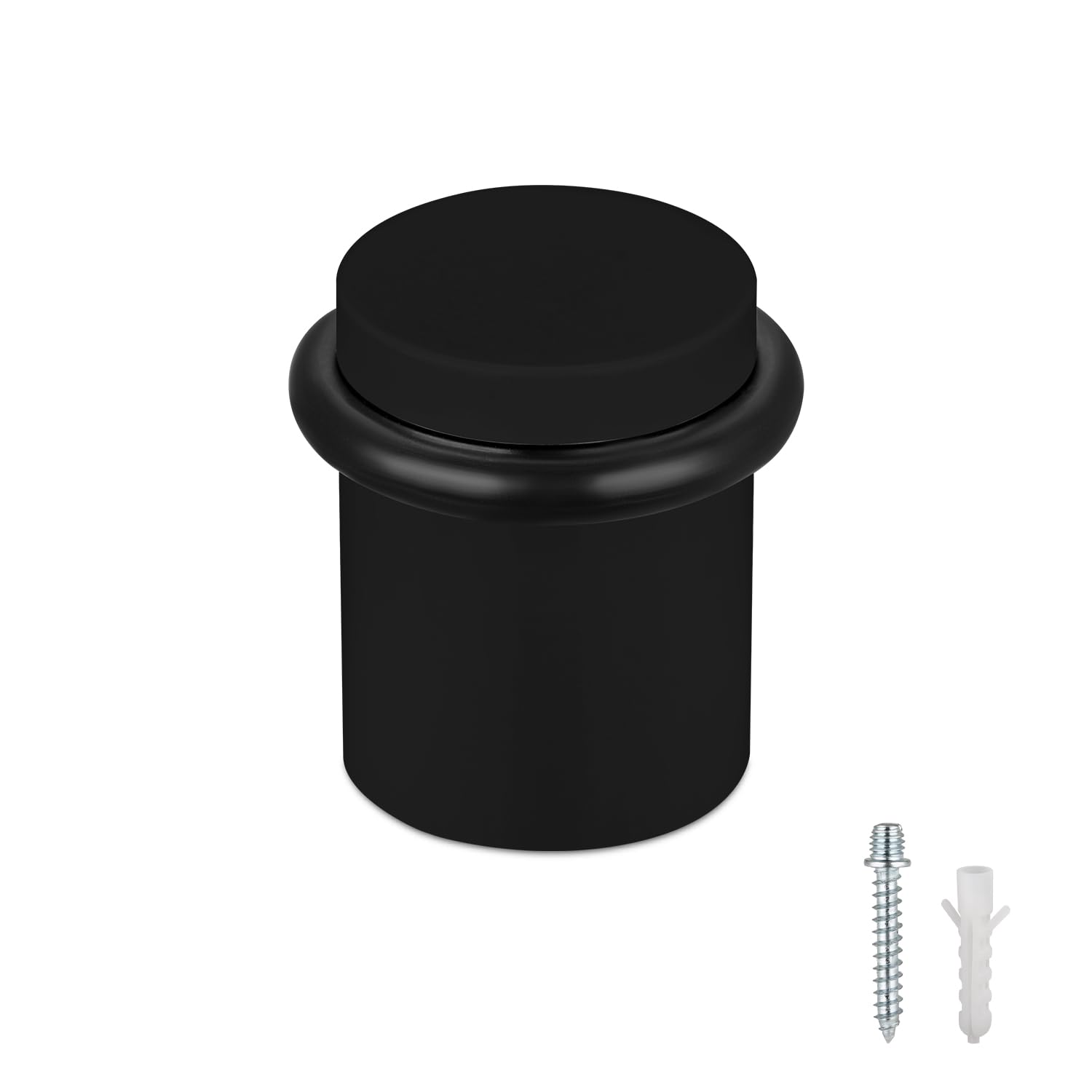 Photo 1 of TOPTAKE - Floor Door Stopper Door Stop-Classy Solid Steel Modern Heavy Duty Door Stoppers -Floor Mount Anchor Screw-Wall Protector for Commercial Door(Black, 1.5 Inch)