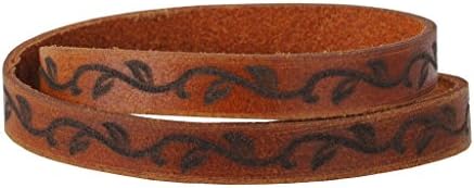 Most Wanted Slim Double Wrap Leather Bold Natural Floral Leaf Vine Bracelet (Brown)