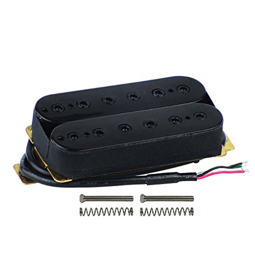 FLEOR Alnico 5 Electric Guitar Double Coil Humbucker Pickup Neck Pickup Adjustable Pole Piece, 50mm, 4 Wire, Black