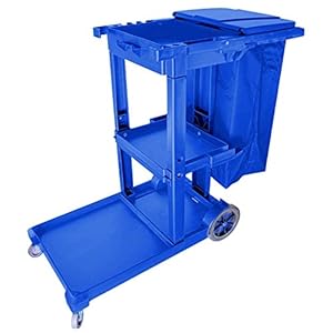 ZAQI Plastieken 3-Plank Huishouden Kar met Afneembare Zak & Wielen, Commercieel Janitorial Schoonmakende Karretje voor…