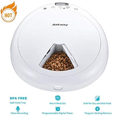 Ankway Automatic Pet Feeders 6 Meal Dog And Cat Feeder With
