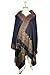 PASKMLNA Women's Double Layered Border Pattern Reversible Pashmina Shawl Scarf Wrap Stole (003-4 Navy Blue)