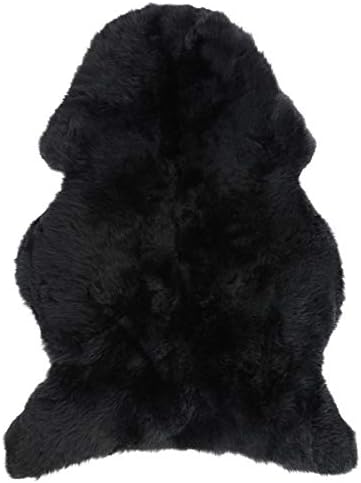 Vogar Genuine Sheepskin Rug with Soft Thick Wool VG-SH020, Black 90-110cm