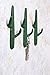 Comfify Set of 3 Hooks Cast Iron Cactus Double Wall Mounted Hooks/Hangers - Decorative Wall Mounted Hooks for Coats, Bags, Towels and More - w/Screws and Anchors Included - Rustic Green