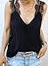 Canikat Women's Summer Sleeveless Shirts V Neck Lace Strappy Trim Camisole Tank Tops Loose Blouse Black S