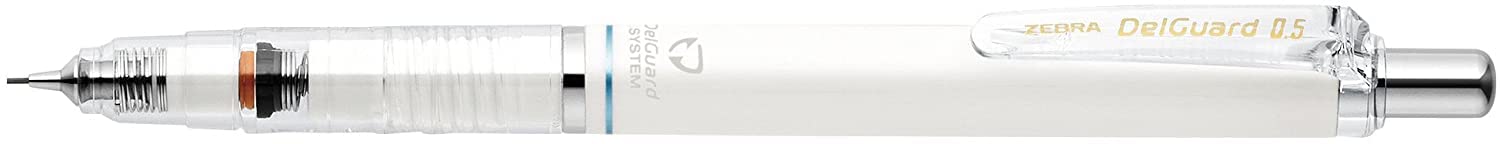 ZEBRA Pen DelGuard Mechanical Pencil, Secure & Reliable Propelling Pencil, Stylish & Unbreakable Mechanical Pencils For Consistent Lines, Innovative & Reliable Retractable Pencils - White, 0.5 mm