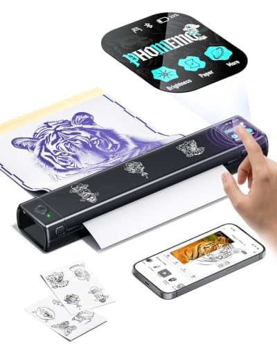 Phomemo M08F Plus Tattoo Stencil Drucker AI Touchscreen Schablone Drucker | Bluetooth Professioneller Smart HD DIY Thermodrucker Tattoo mit 20pcs Premium Transferpapier